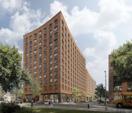 Render of Utica Crescent Apartments, by Bernheimer Architecture